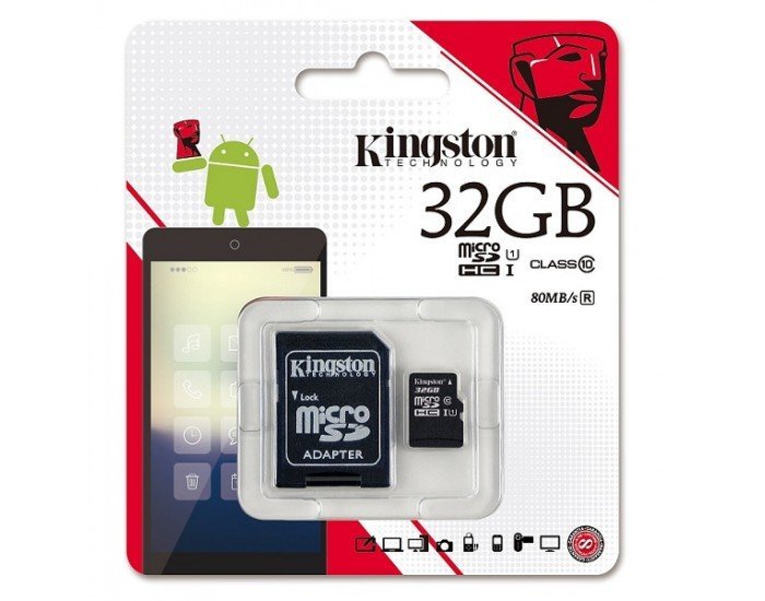 KINGSTON MICRO SD 32GB MEMORY CARD CL 10