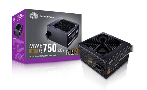 Cooler Master MWE 750 Bronze V2 230v, 80 Plus Bronze Certified, Non-Modular Power Supply ? Black